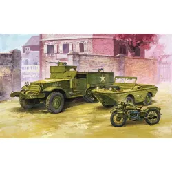ACADEMY 13408 M3 Halftrack + Amfibia + motocykl 1:72