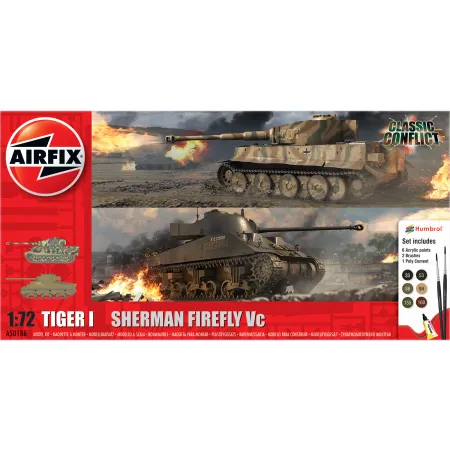 AIRFIX A50186 Gift Set - Classic Conflict Tiger 1 vs Sherman Firefly - 1:72