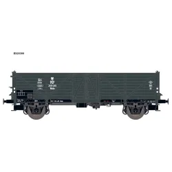 EXACT-TRAIN EX20399 Wagon towarowy odkryty Klagenfurt z drewnianymi drzwiami i zastrzałami, szary z orłem, PKP, Ep. III