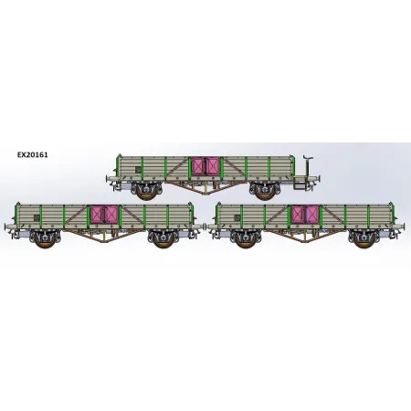 EXACT-TRAIN EX20161 Zestaw 3 wagonów towarowych odkrytych Linz Ommr, DRG, Ep. II