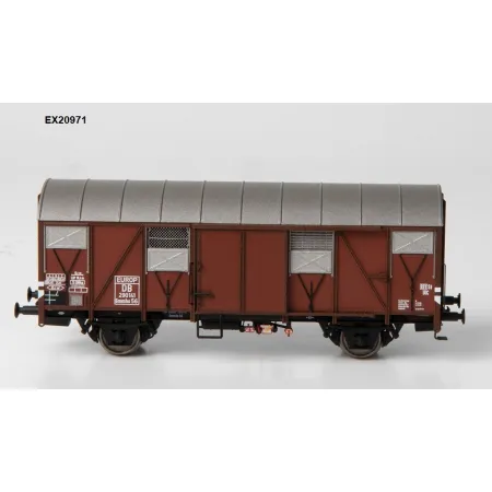 EXACT-TRAIN EX20971 Wagon towarowy Gmmhs 56 EUROP z klapami alu., Nr. 290141, DB, Ep. III