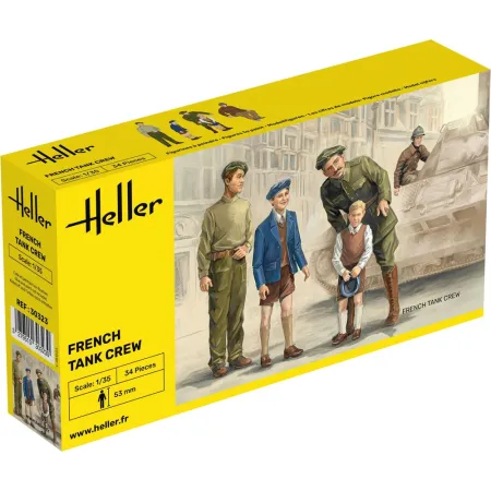 HELLER 30323 Figurki - Francuska załoga czołgu (3x żołnierze, 2x dzieci) - 1:35