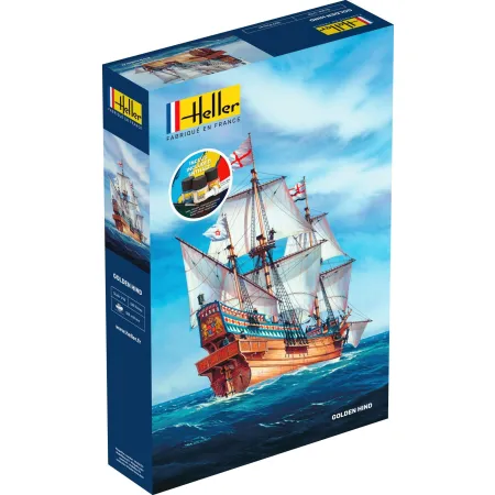 HELLER 56829 Starter Set - Żaglowiec Golden Hind - 1:200