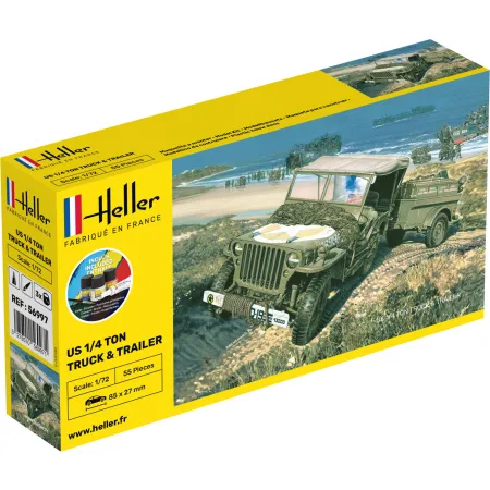 HELLER 56997 Starter Set - Jeep Willys z przyczepką - 1:72