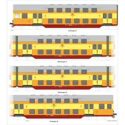 RIVAROSSI HRS4434 Czterowagonowy zespół piętrowy Bhp, PKP, Czeremcha, Ep. Vc