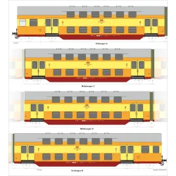 RIVAROSSI HRS4435 Czterowagonowy zespół piętrowy Bhp, PKP, Słupsk, Ep. Vc