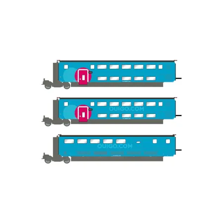 JOUEF HJ3009 Trzy wagony (2x 1 klasa, 1x bar) TGV Duplex OuiGo, SNCF, Ep. VI