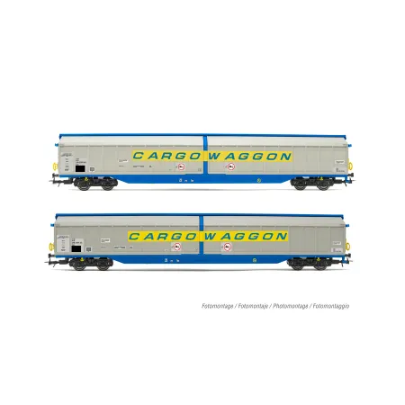 RIVAROSSI HR6599 H0 Zestaw 2 wagonów z przesuwnymi ścianami Habillss, Cargowaggon, DB, Ep. IV