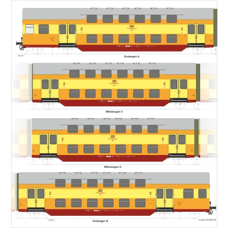 RIVAROSSI HRS4435 Czterowagonowy zespół piętrowy Bhp, PKP, Słupsk, Ep. Vc