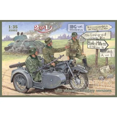IBG 35002 Motocykl BMW R12 z wózkiem bocznym, wojskowy (2 in 1) - 1:35