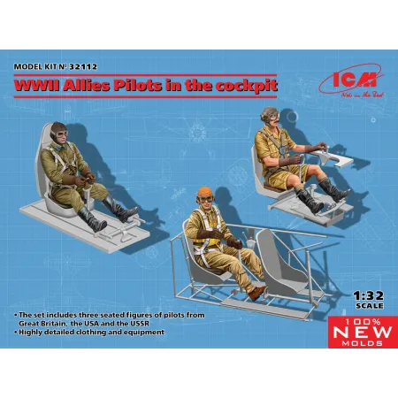 ICM 32112 Figurki - WWII Allies Pilots in the cockpit (British, American, Soviet) - 1:32