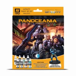 VALLEJO 70231 Zestaw Infinity Exclusive Panoceania 8 farb + figurka Forvard Observer