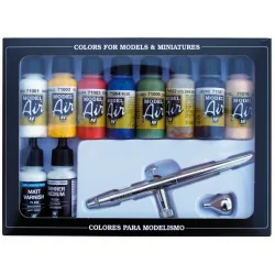 VALLEJO 71167 Model Air Zestaw Basic Colors 10 + Aerograf Ultra