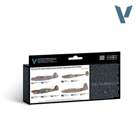 VALLEJO 71183 Zestaw Air War 8 farb - US Army Air Corps Mediterranean Theater Op. (MTO) WWII