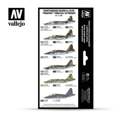 VALLEJO 71603 Zestaw Air War 8 farb - Soviet / Russian colors Su-25/39 Frogfoot from 80's to present