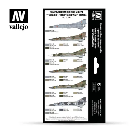 VALLEJO 71606 Zestaw Air War 8 farb - Soviet / Russian colors Mig-23 Flogger from 70's to 90's