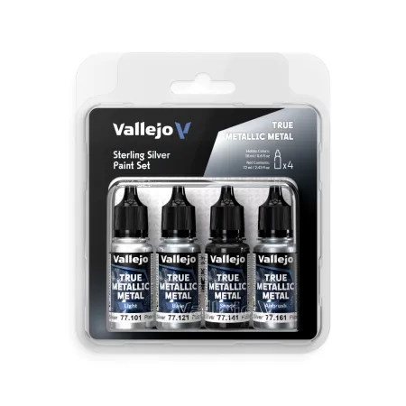 VALLEJO 77251 True Metallic Metal - Zestaw 4 farb - Sterling Silver