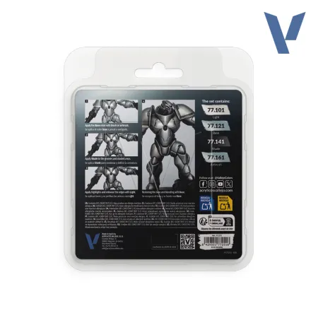 VALLEJO 77251 True Metallic Metal - Zestaw 4 farb - Sterling Silver