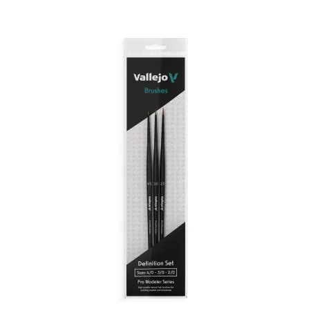 VALLEJO B01990 - Zest. pędzli - Pro Modeler - Definition Set - Natural Hair (4/0, 3/0, 2/0)