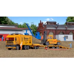 KIBRI 13580 H0 DAF FFT 95.400 z przyczepą i podnośnikiem Kalmar 15-1200