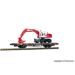KIBRI 26258 H0 Model w gablotce - Wagon platforma z koparką Atlas 1604