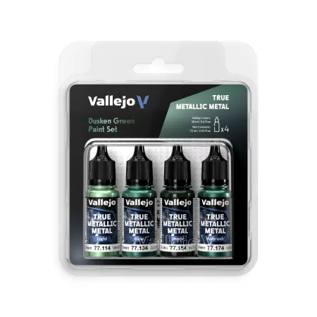 VALLEJO 77257 True Metallic Metal - Zestaw 4 farb - Dusken Green